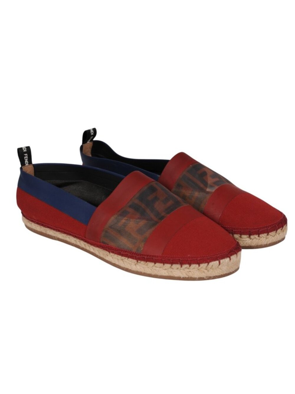Fendi Womens Colibri Mesh FF Espadrilles Size US 10 IT 40 Red Brown Zucca